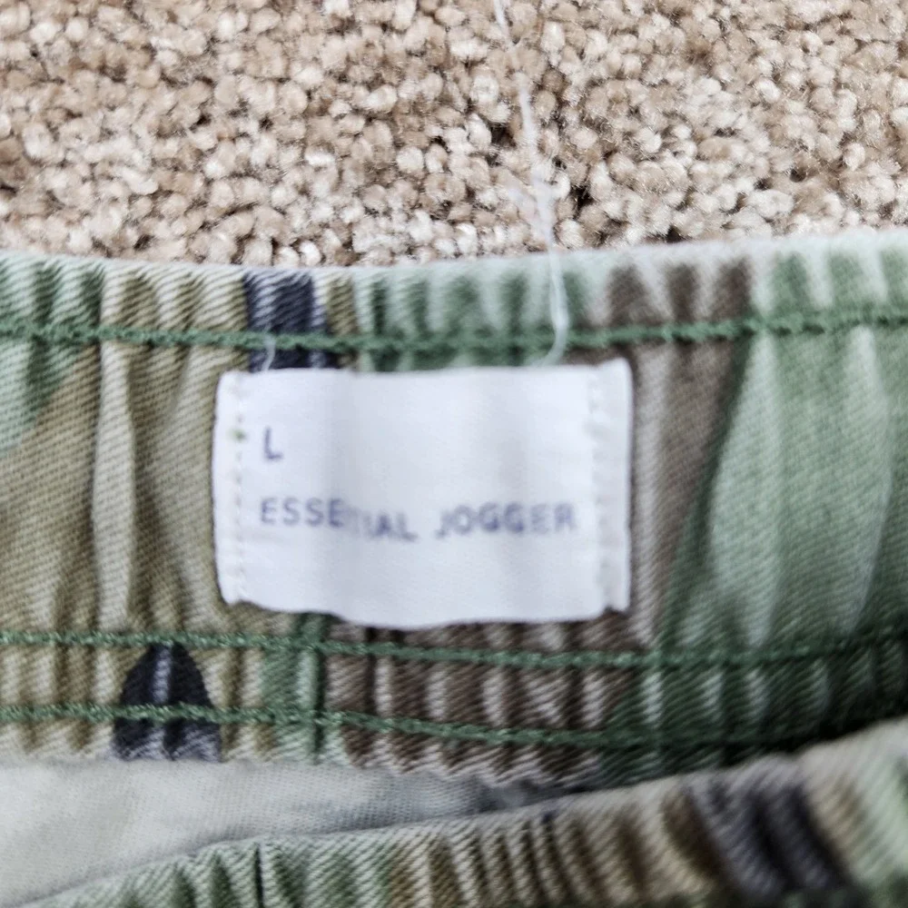 Gap Men Essential Jogger Camo Pants Green Camouflage Large Elastic Waist Relaxed